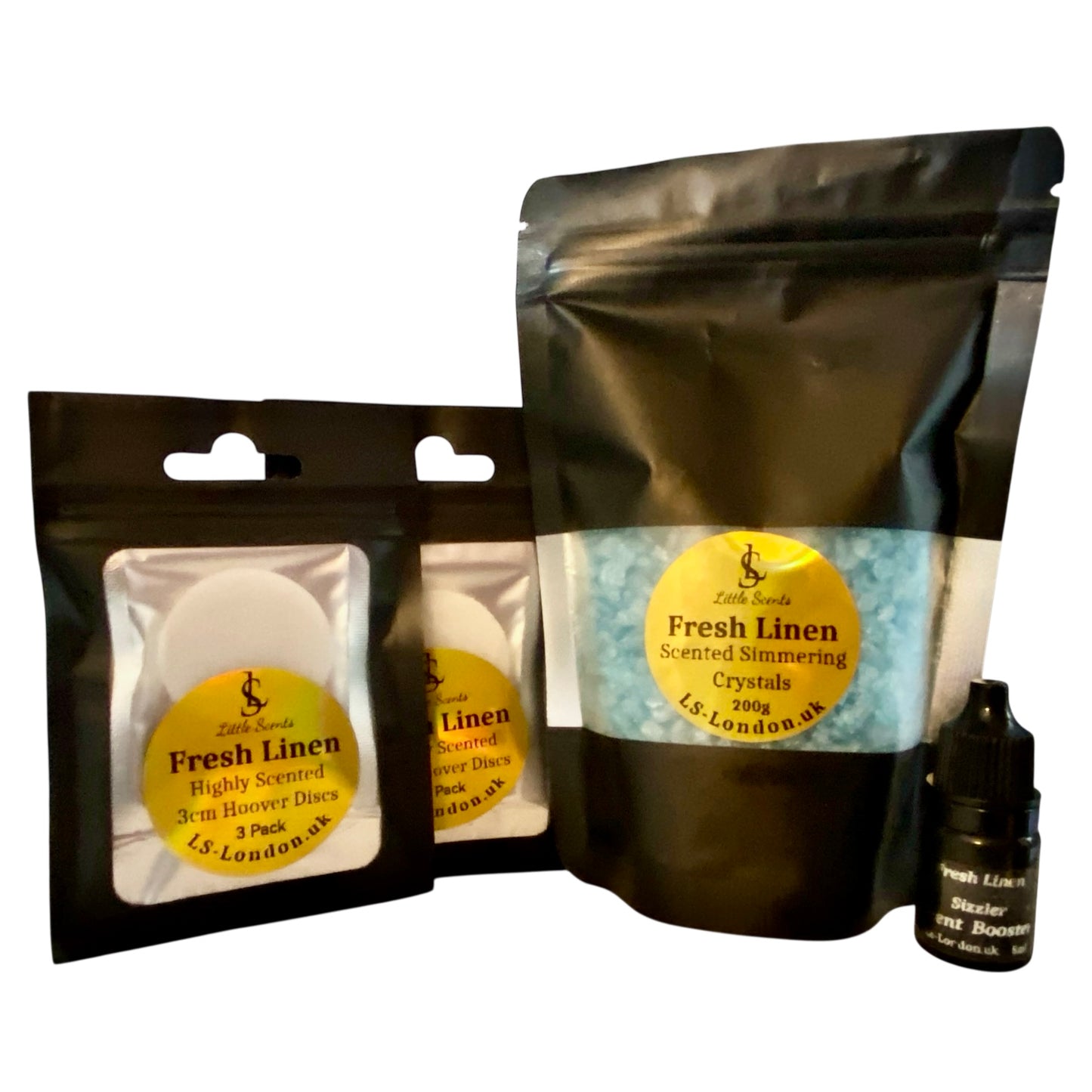 200g Sizzlers + Scent Booster & x2 Packs Of 3 Individually Sealed Scented Vacuum Hoover Discs Bundle