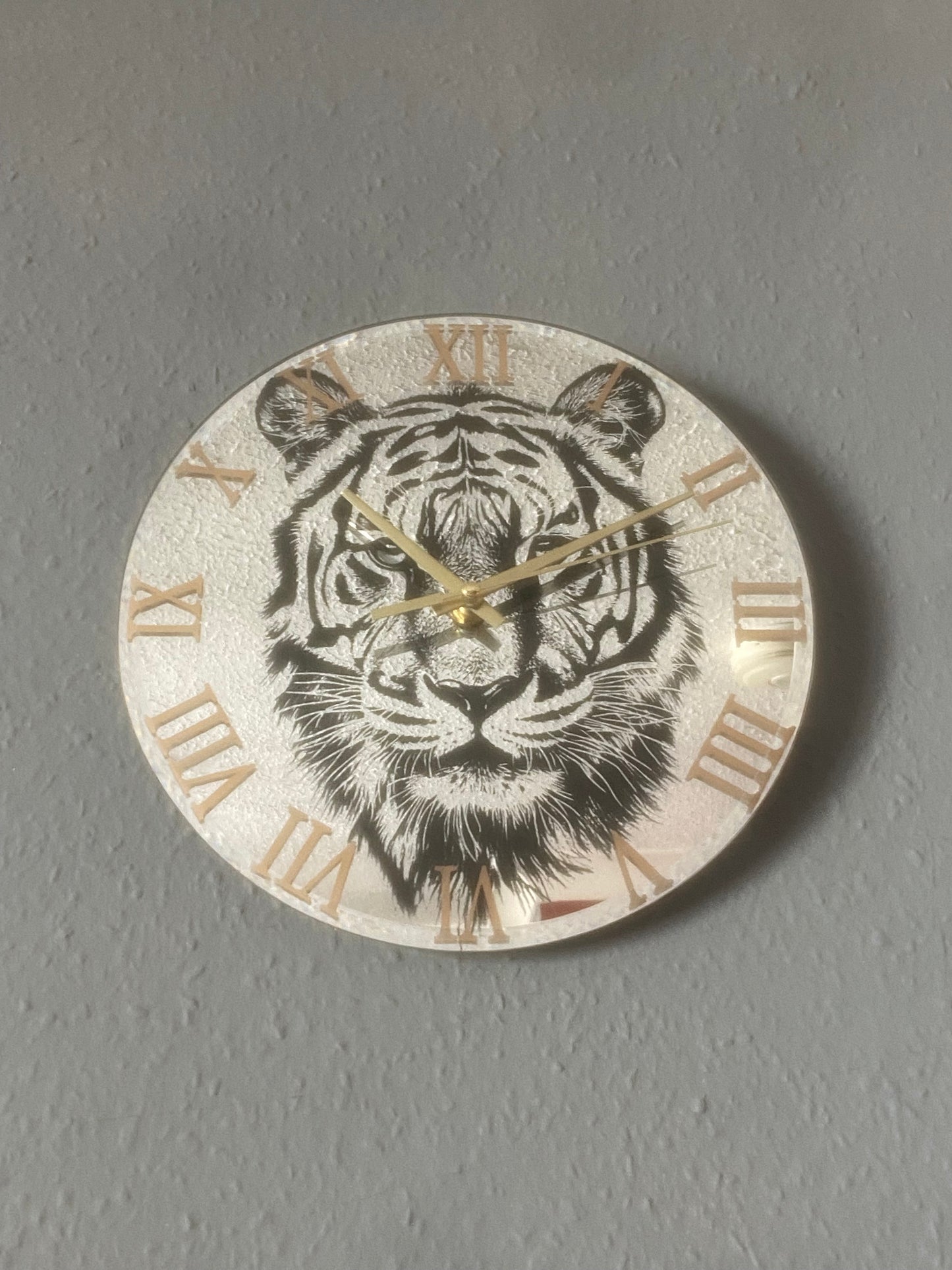 Tiger Laser Engraved Mirror Wall Clock