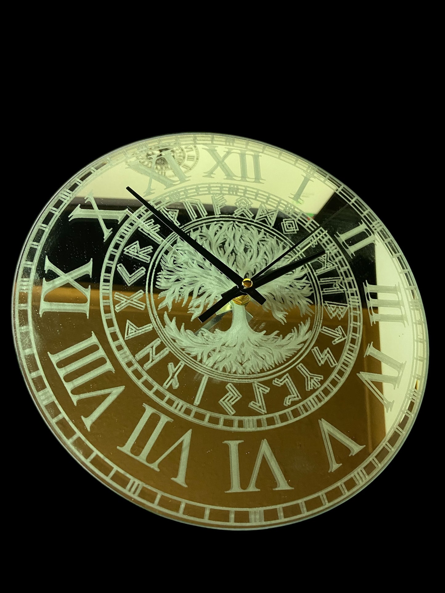 Norse Tree Of Life Laser Engraved Mirror Wall Clock