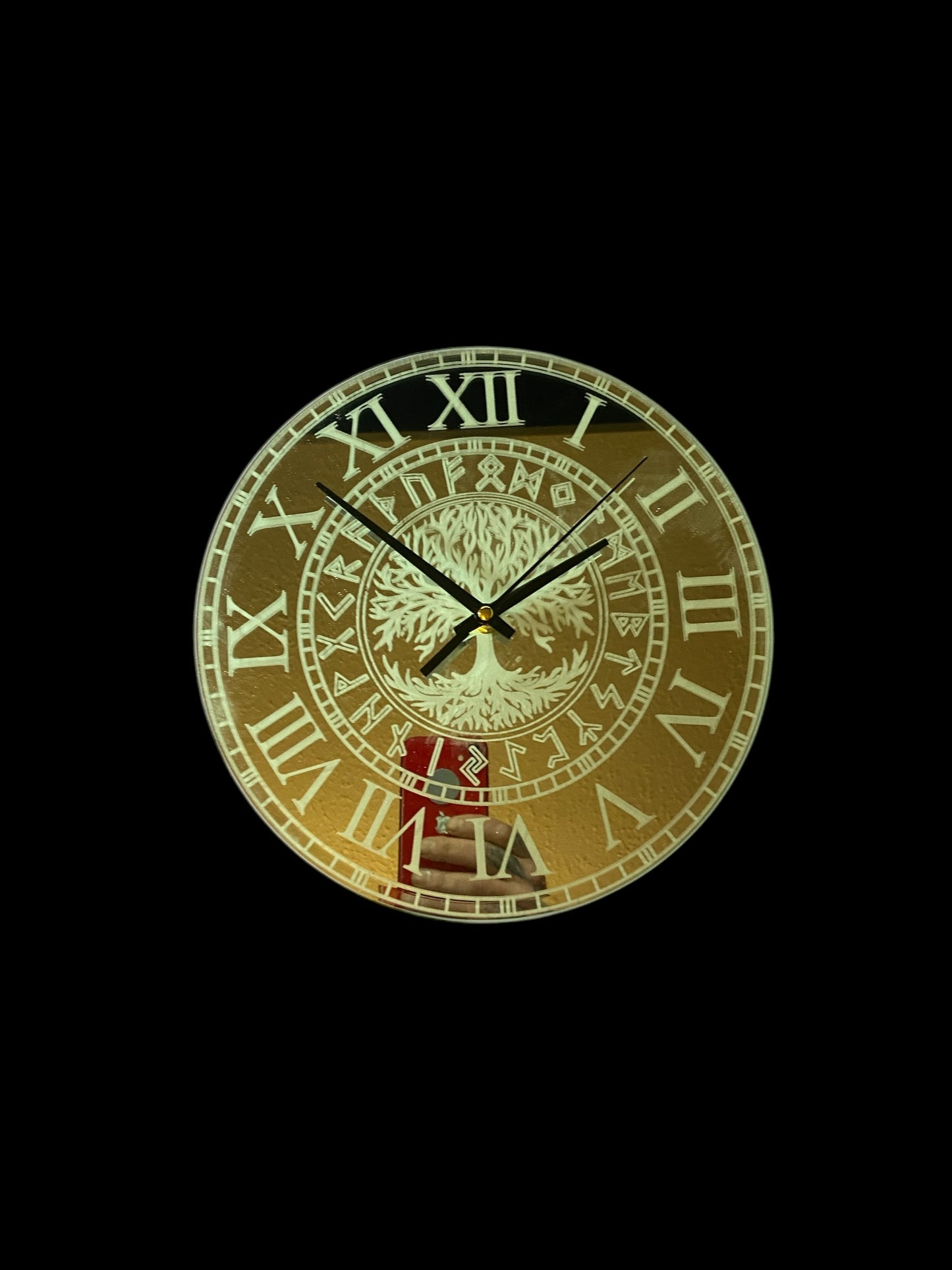 Norse Tree Of Life Laser Engraved Mirror Wall Clock