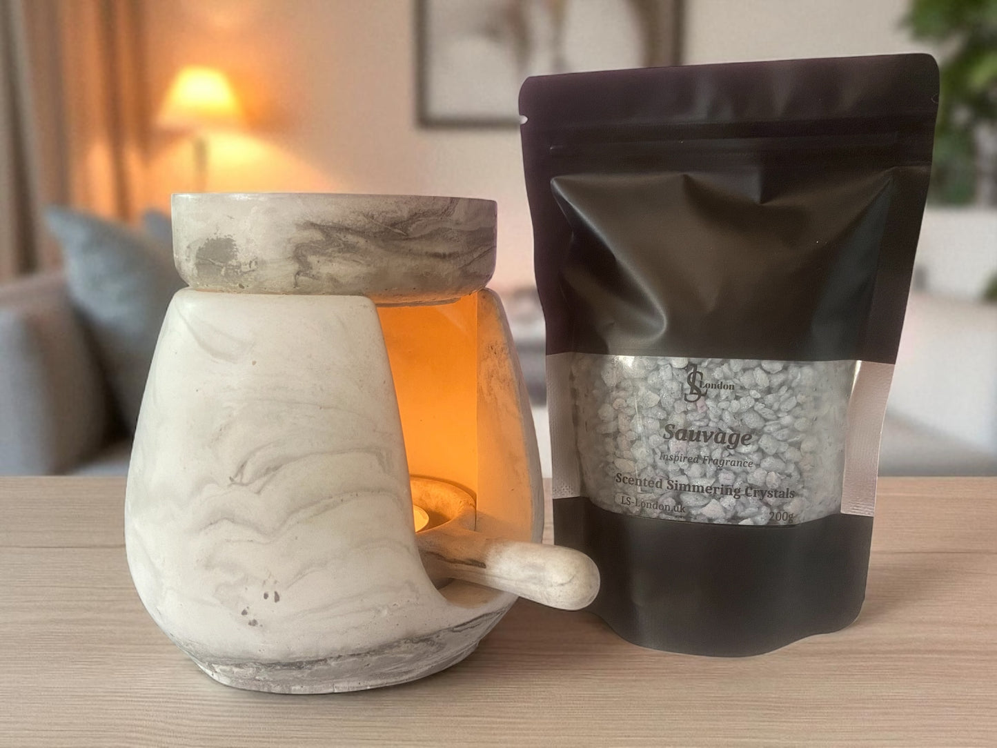Inspired By sauvage Scented Shimmering Crystals (Sizzlers) 200g and oil burner