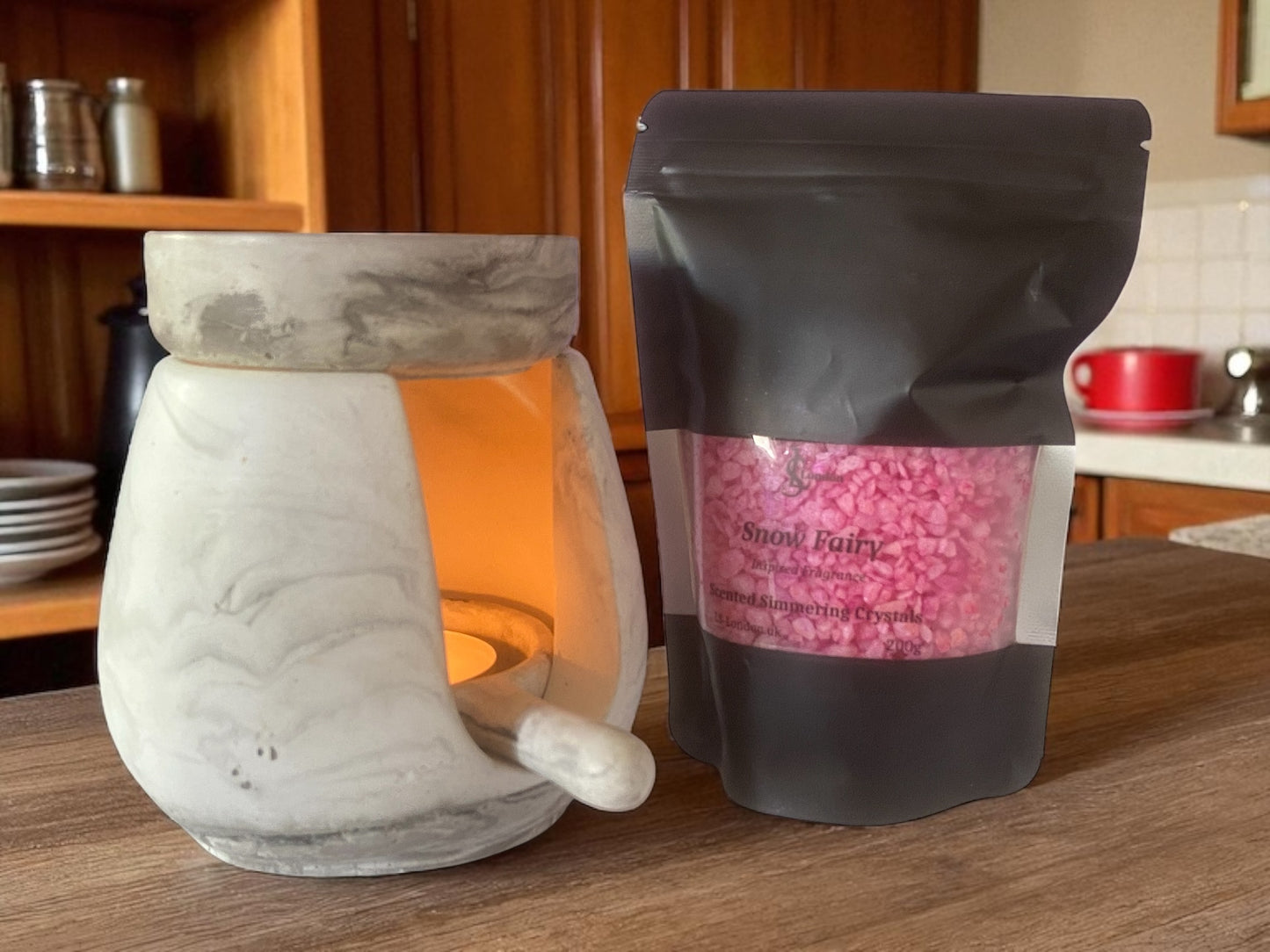 Inspired By snow fairy Scented Shimmering Crystals (Sizzlers) 200g and oil burner