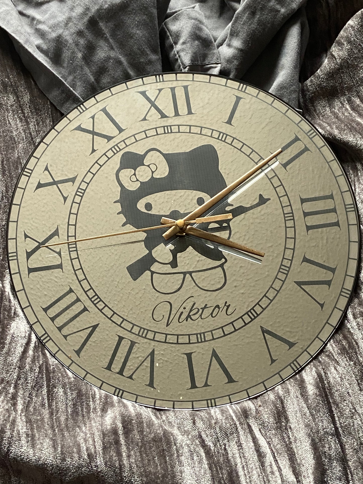 Hello Kitty Laser Engraved Mirror Wall Clock