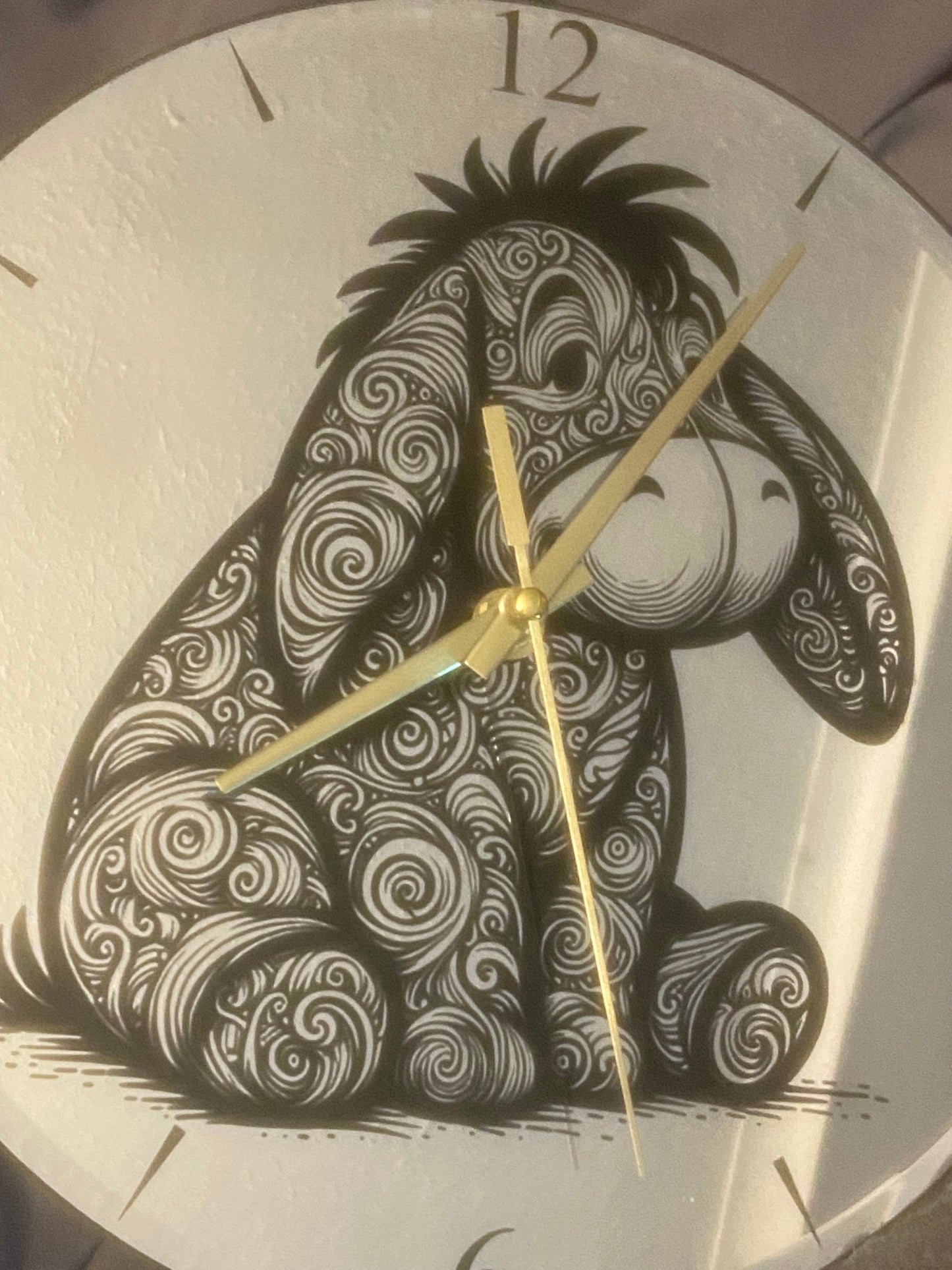 Eeyore inspired Laser Engraved Mirror Wall Clock