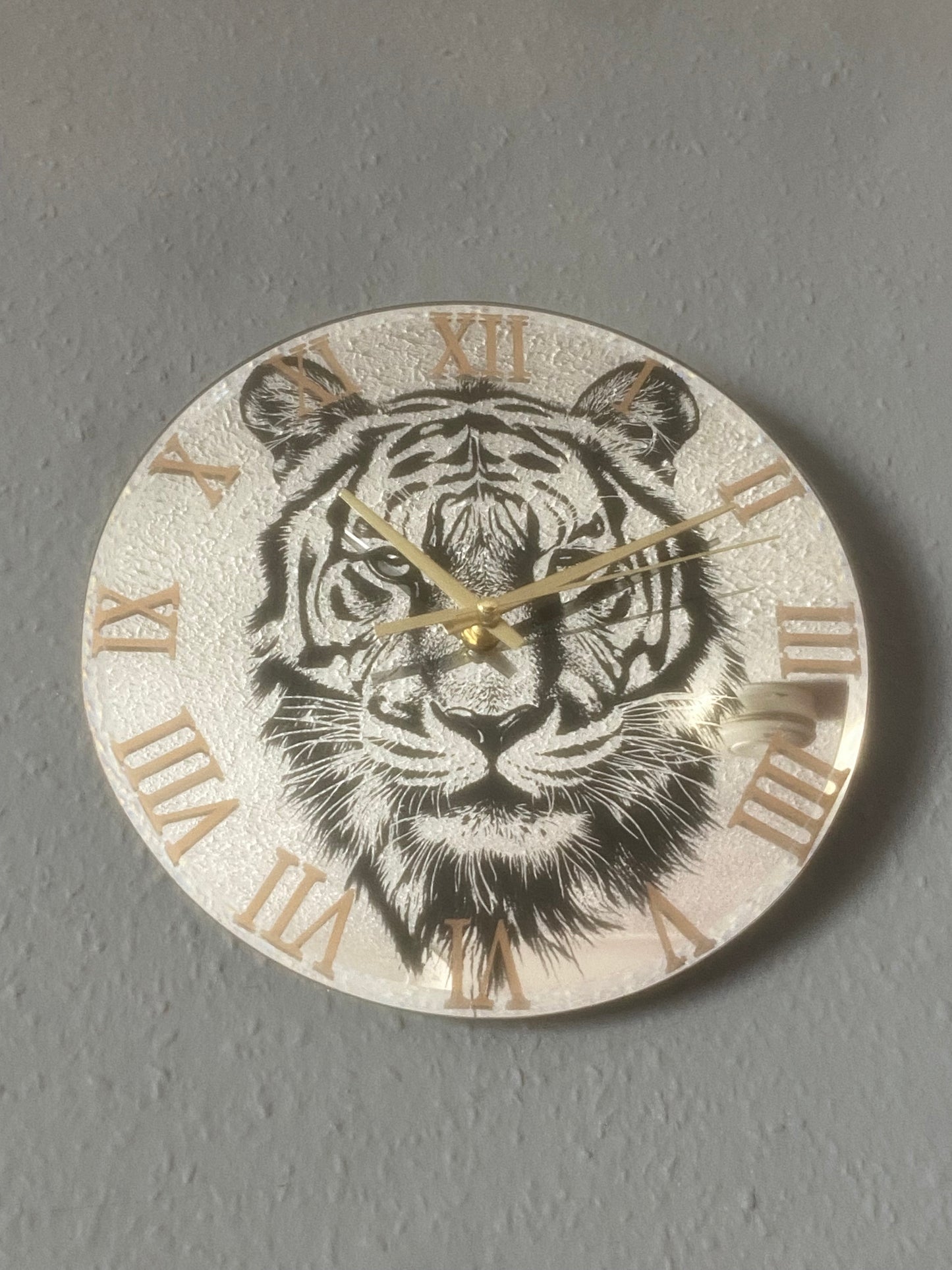 Tiger Laser Engraved Mirror Wall Clock