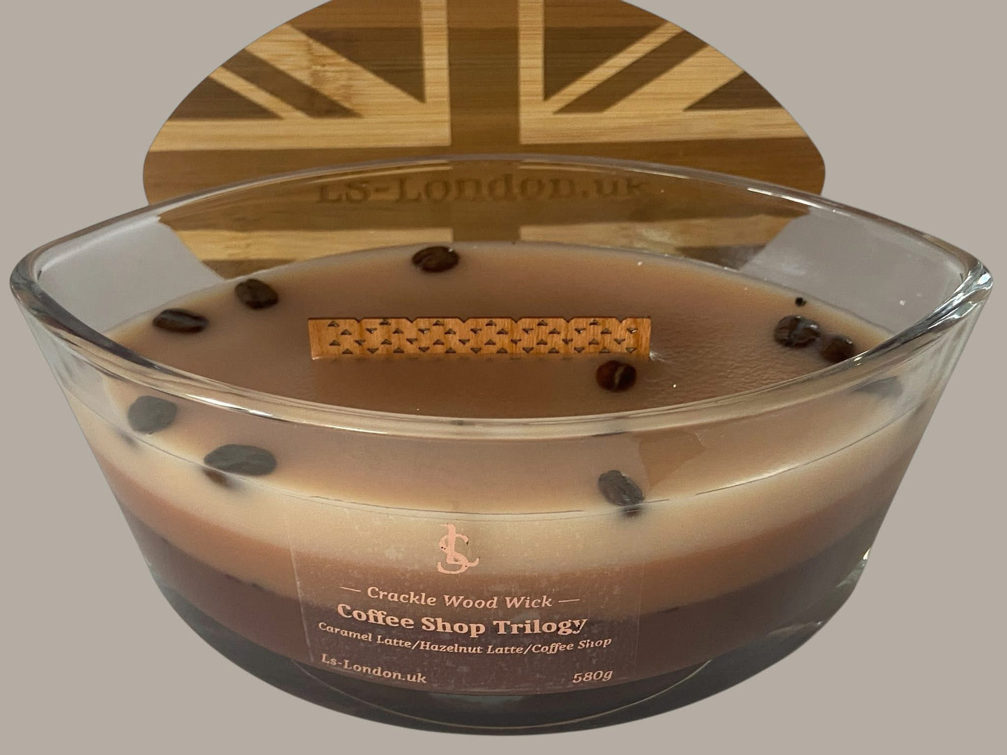 Coffee Shop Trilogy Large Ellipse 520g Crackle Wood Wick Candle