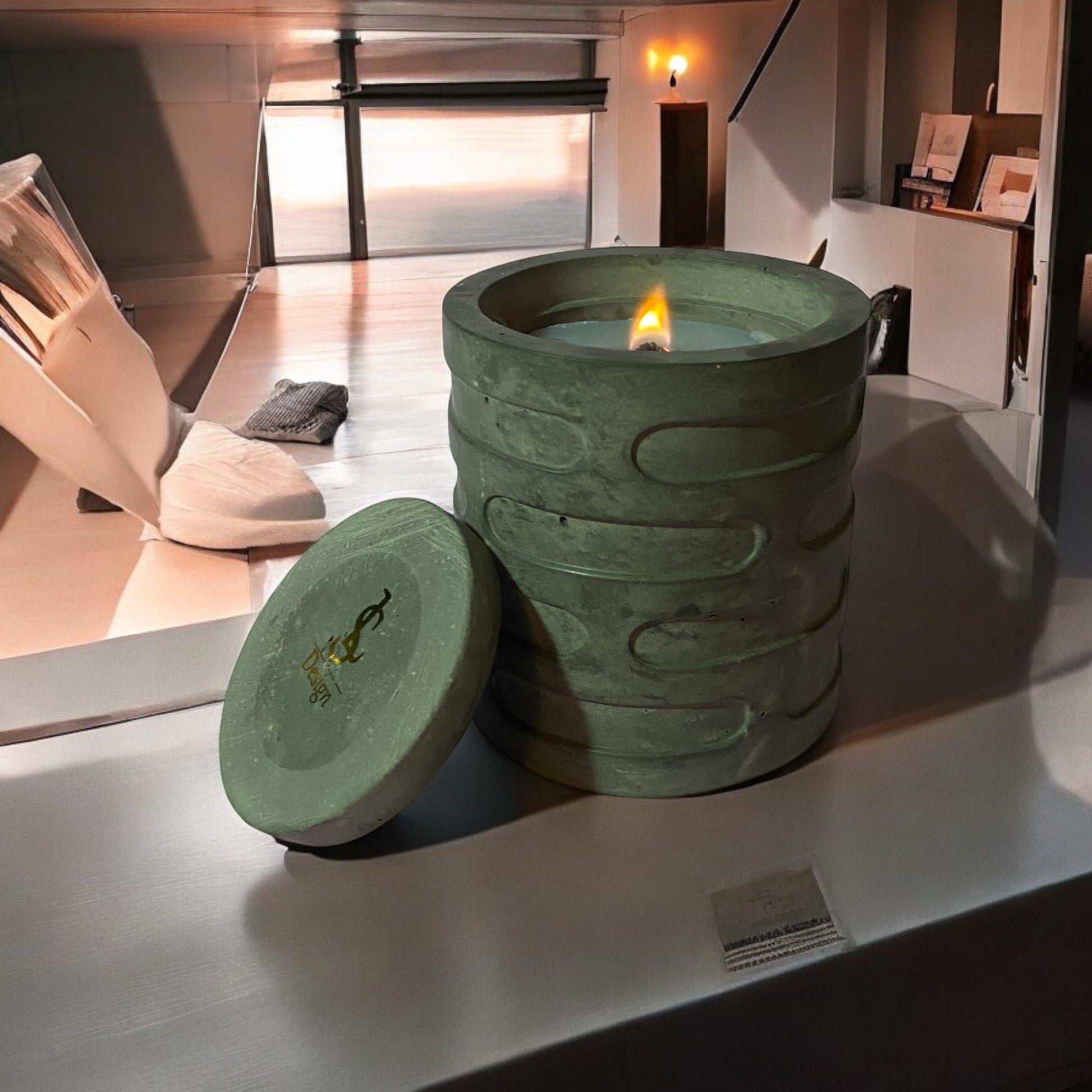 modern black striped candle jar 100g