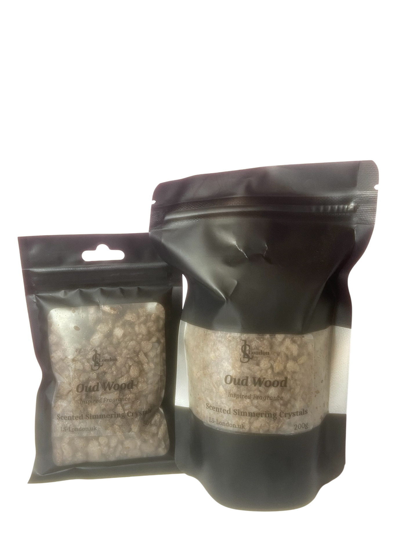 Oud Wood simmering crystals sizzlers 200g and 50g