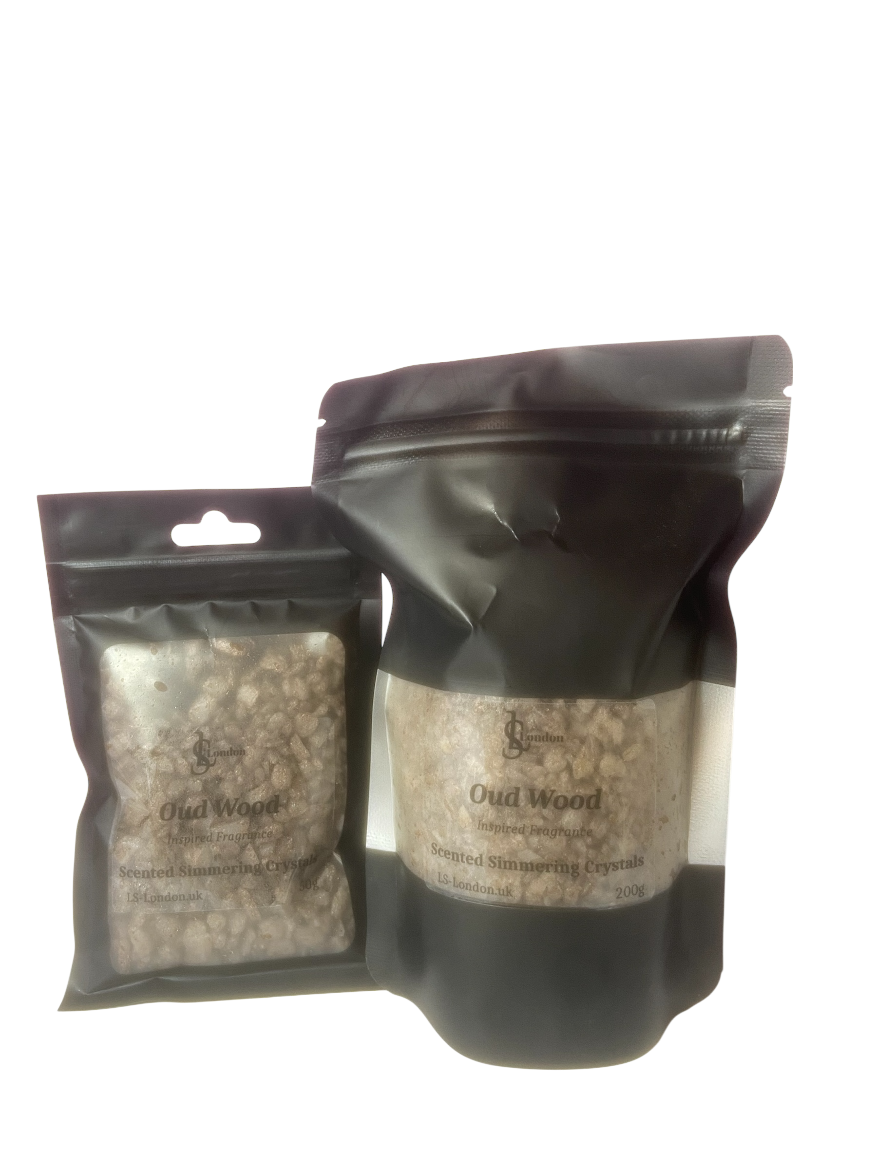 Oud Wood simmering crystals sizzlers 200g and 50g