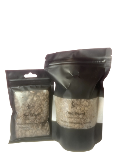 Oud Wood simmering crystals sizzlers 200g and 50g
