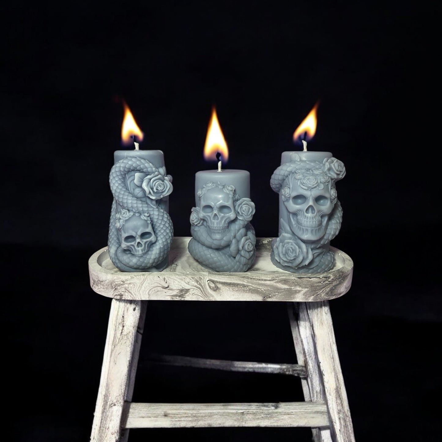 LS Design Snakes And Skulls 200g Pillar Candles