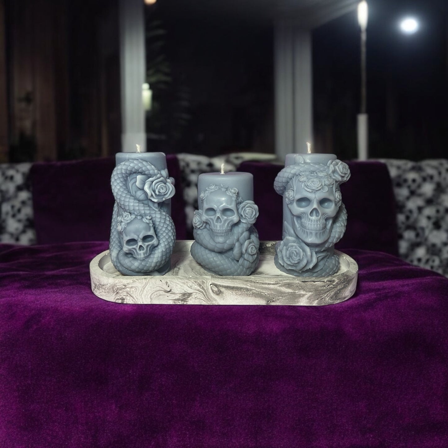 LS Design Snakes And Skulls 200g Pillar Candles
