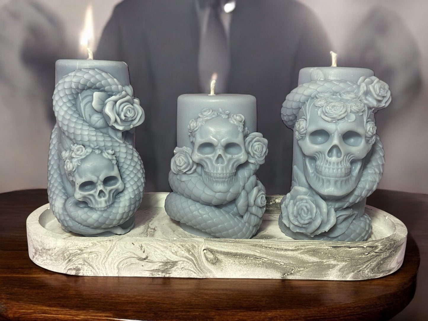LS Design Snakes And Skulls 200g Pillar Candles