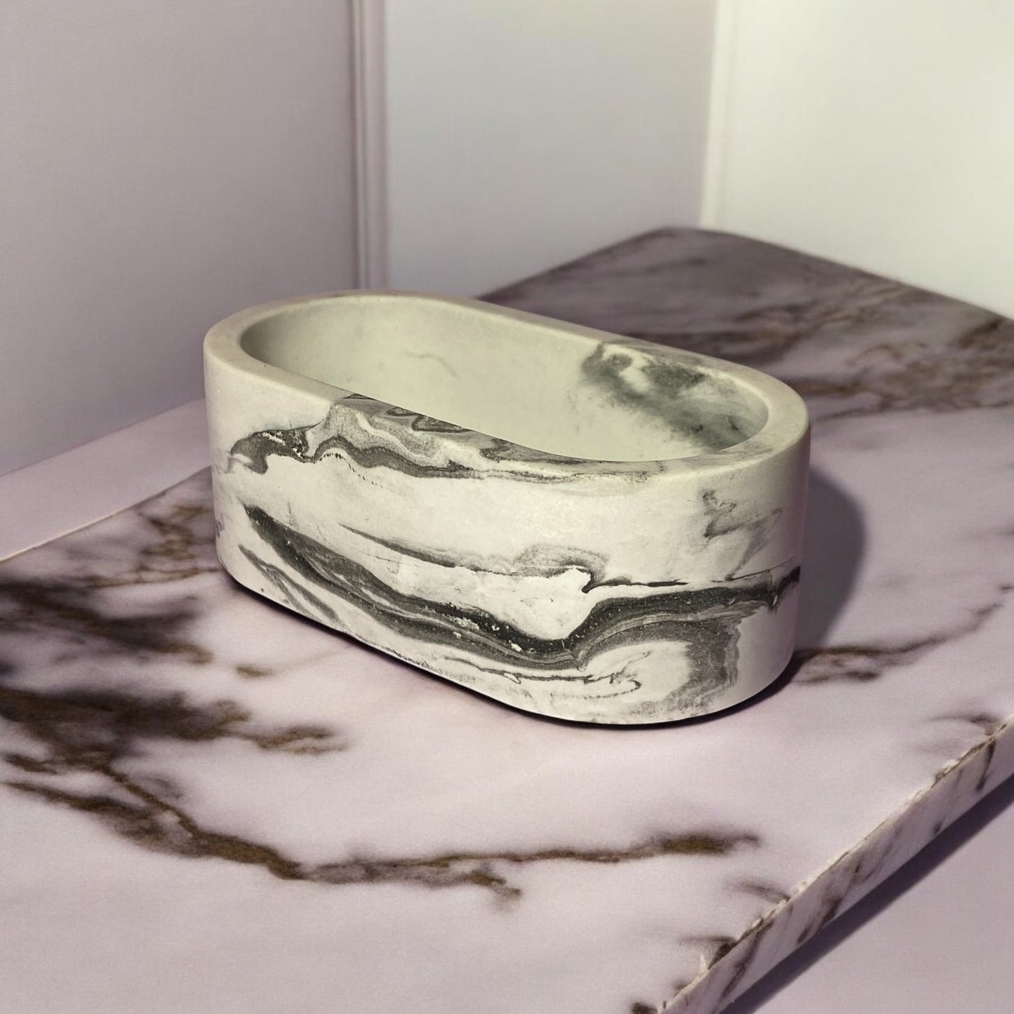 LS Design Mini Oval 50g Refillable Container Candle. Black, White Or Grey Marble £5.80 - £6.20