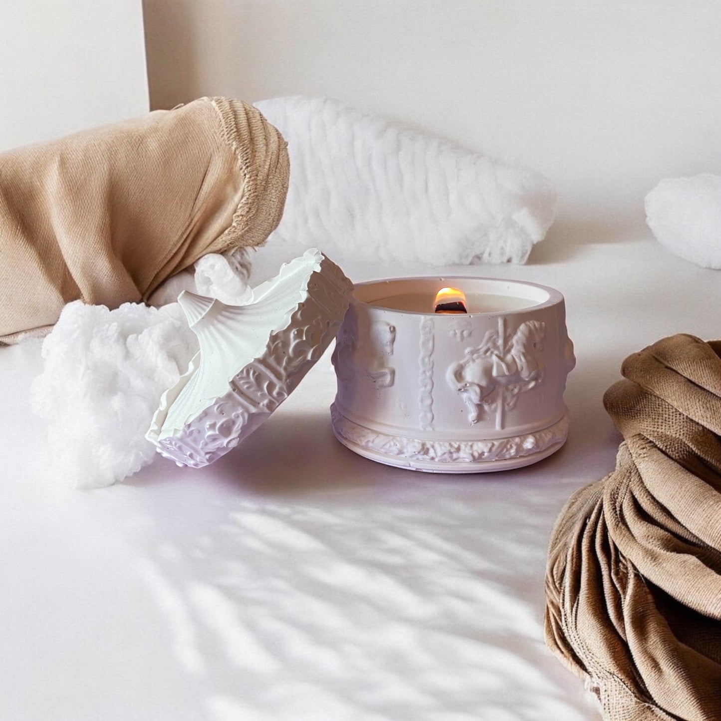 LS Design Carousel Refillable 180g Container Candle White Or Grey £18.50- £20.00