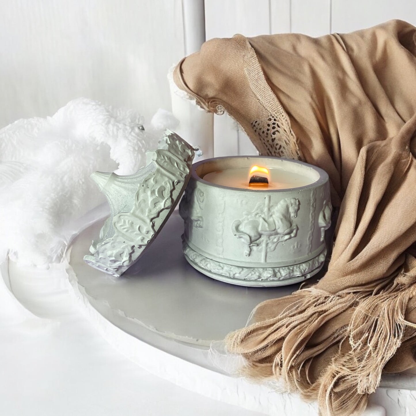 LS Design Carousel Refillable 180g Container Candle White Or Grey £18.50- £20.00