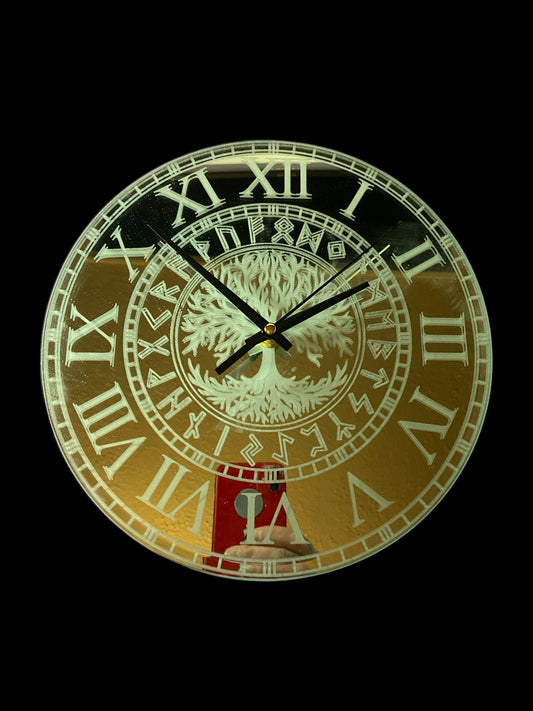 Norse Tree Of Life Laser Engraved Mirror Wall Clock