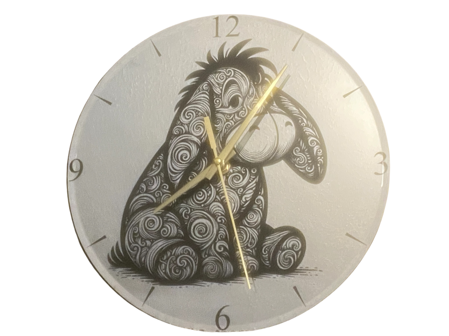 Eeyore inspired Laser Engraved Mirror Wall Clock