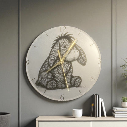 Eeyore inspired Laser Engraved Mirror Wall Clock