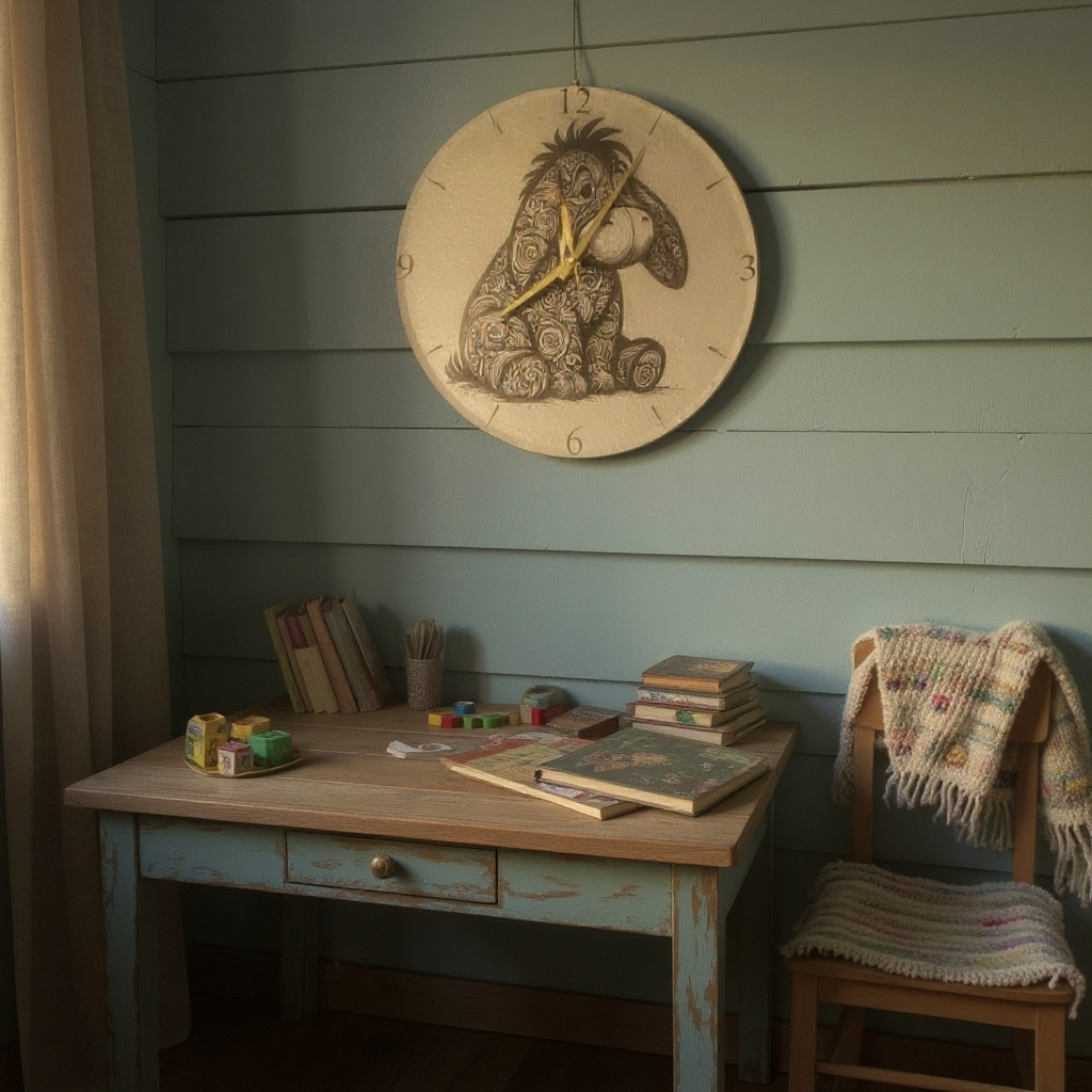 Eeyore inspired Laser Engraved Mirror Wall Clock