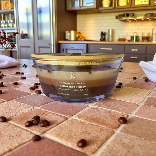 Coffee Shop Trilogy Large Ellipse 520g Crackle Wood Wick Candle