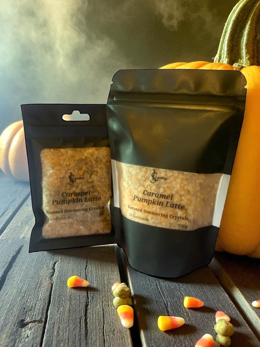 Caramel Pumpkin Latte, Halloween Inspired Scented Simmering Crystals (Sizzlers)