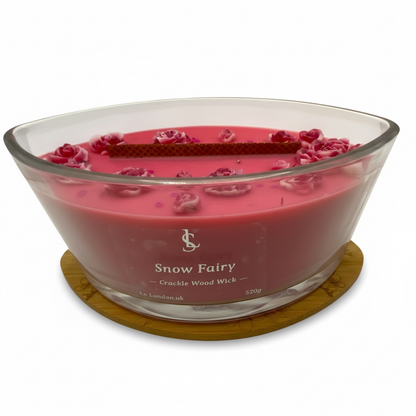 Snow Fairy (Inspired) Blossom Large Ellipse 520g Crackle Wood Wick Candle