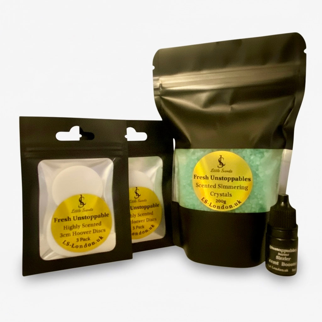 200g Sizzlers + Scent Booster & x2 Packs Of 3 Individually Sealed Scented Vacuum Hoover Discs Bundle