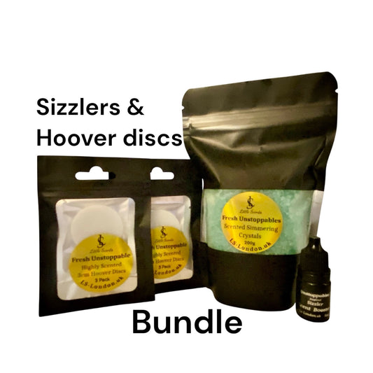 200g Sizzlers + Scent Booster & x2 Packs Of 3 Individually Sealed Scented Vacuum Hoover Discs Bundle