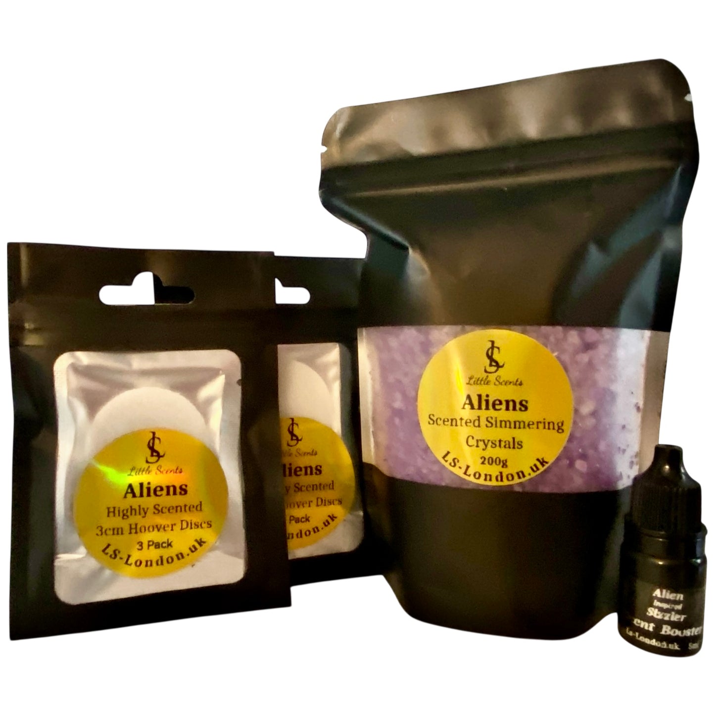 200g Sizzlers + Scent Booster & x2 Packs Of 3 Individually Sealed Scented Vacuum Hoover Discs Bundle